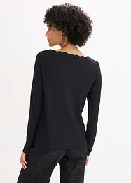 T-shirt en jersey milano à encolure festonnée, bonprix