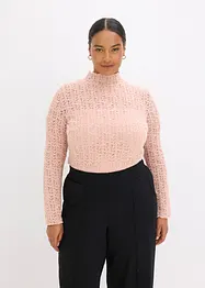 T-shirt col roulé en dentelle, bonprix