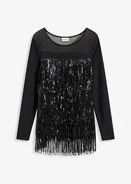 T-shirt manches longues à franges et sequins, bonprix
