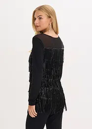 T-shirt manches longues à franges et sequins, bonprix