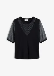 Pull en fine maille avec empiècement mesh, bonprix