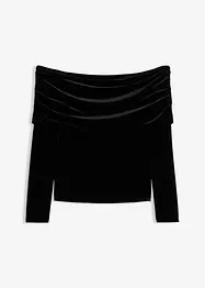 Carmenshirt aus softem Samt, bonprix