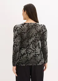 T-shirt manches longues en velours dévoré, bonprix