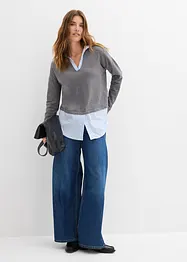 Feinstrickpullover mit Bluseneinsatz, bonprix