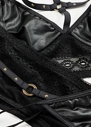 Brassière, string, porte-jarretelles wetlook (ens. 3 pces), bonprix