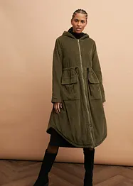 Cord-Mantel mit Teddy-Fleece Kapuze aus reiner Baumwolle, bonprix