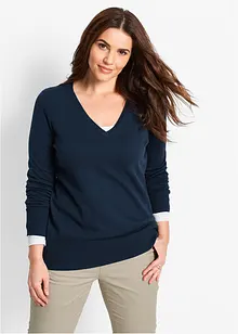 Pull col en V en fine maille, bonprix