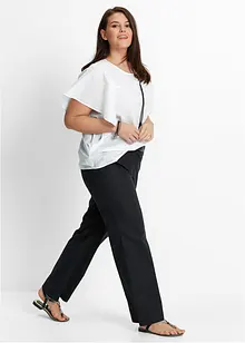 Pantalon en lin majoritaire avec taille élastiquée, bonprix