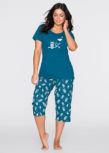 Capri Pyjama mit kurzen Ärmeln, bonprix