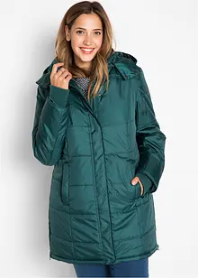 Long-Steppjacke, wattiert mit Kragen und Kapuze, bonprix