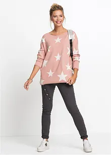 Pull en maille avec imprimé étoiles, bonprix