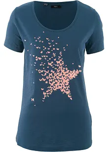 T-shirt coton en fil flammé, manches courtes, bonprix