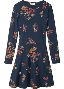 Mädchen Langarm-Jerseykleid mit Blumenmuster aus Bio-Baumwolle, bonprix