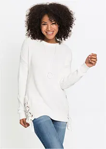 Pull en coton à laçage, oversize, bonprix