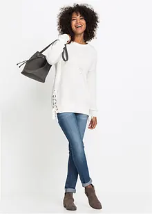 Pull en coton à laçage, oversize, bonprix