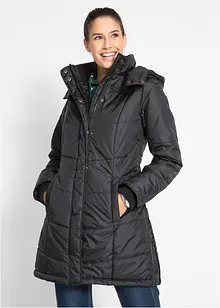 Long-Steppjacke, wattiert mit Kragen und Kapuze, bonprix