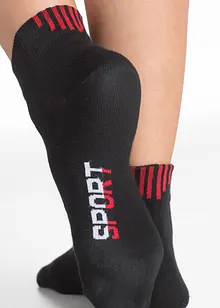Sportsocken mit Schriftzug mit Bio-Baumwolle (5er Pack), bonprix