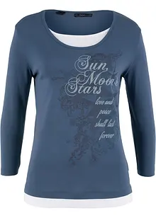 T-shirt 2 en 1 coton, manches 3/4, bonprix