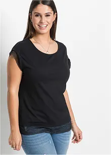 T-shirt boxy à dentelle, bonprix