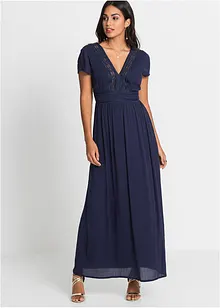 Sommer-Maxikleid mit Spitze, Kurzgröße, bonprix