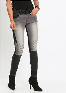 Zweifarbige Skinny Jeans mit Teilungsnähten, bonprix