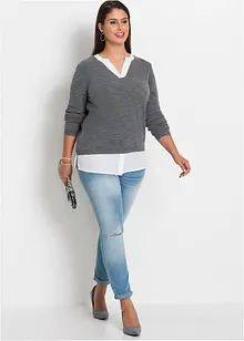 Pull à empiècement chemisier, bonprix