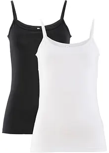 Lot de 2 tops à fines bretelles, bonprix