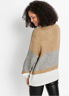 Gestreifter Oversize-Pullover mit Knöpfen, bonprix