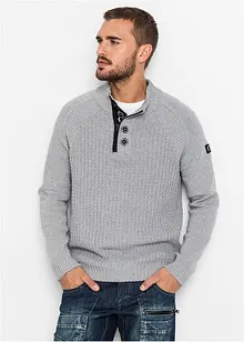 Stehkragen-Pullover mit recycelter Baumwolle, bonprix