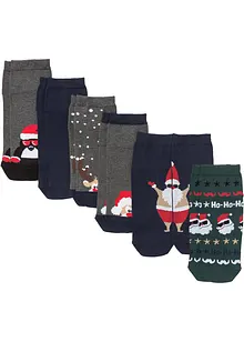 Lot de 6 paires de chaussettes courtes de Noël, bonprix