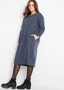 Robe de forme ovoïde en jersey de coton avec poches, manches longues et longueur genou, bonprix