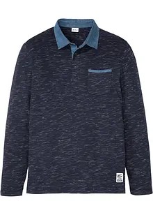 Poloshirt mit gewebtem Kragen, Langarm, bonprix