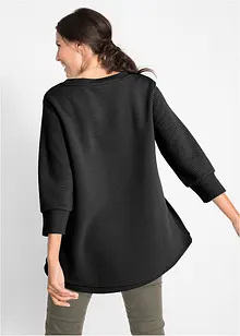 Sweat-shirt long structuré forme trapèze, manches 3/4, bonprix