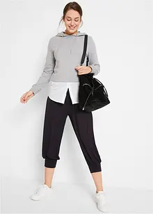 Pantalon sarouel à taille confortable, longueur 3/4, bonprix