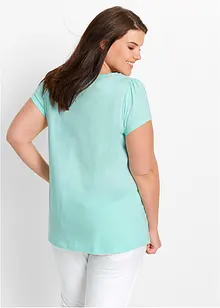 Baumwoll Shirt mit Spitze, Kurzarm, bonprix