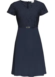 Minikleid mit Spitze und Gürtel, bonprix