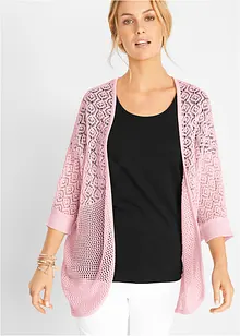 Gilet en maille à motif, manches 3/4, bonprix