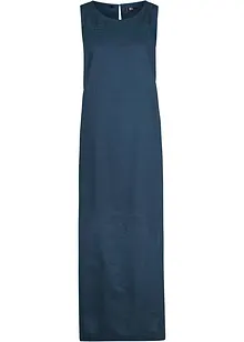 Maxi-Kleid mit Leinen, Lochmuster am Ausschnitt und Seitenschlitz, bonprix