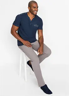 Henleyshirt, Kurzarm in gewaschener Optik aus reiner Baumwolle, bonprix