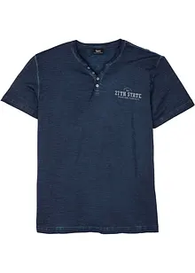 Henleyshirt, Kurzarm in gewaschener Optik aus reiner Baumwolle, bonprix