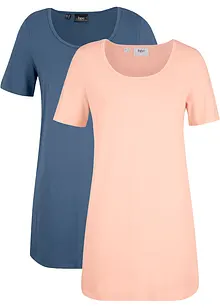 Basic Long-T-Shirt 2er-Pack, Kurzarm, bonprix