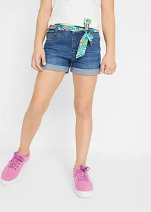 Mädchen Stretch-Jeans-Shorts mit Gürtel, bonprix