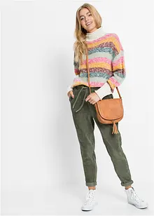 Pantalon en velours côtelé à taille élastiquée, bonprix