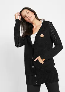 Longstrickjacke mit Kapuze, bonprix