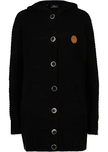 Gilet long en maille à capuche, bonprix