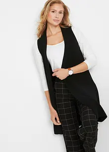 Gilet long sans manches en maille côtelée, bonprix