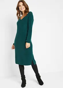 Robe en maille à décolleté en V, longueur genou, bonprix