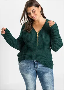 Pull en maille avec zip, bonprix