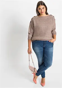 Pull oversize à boutons, bonprix