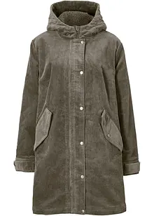 Warmer Cord-Parka mit Teddy-Futter in der Kapuze, in A-Linie, bonprix